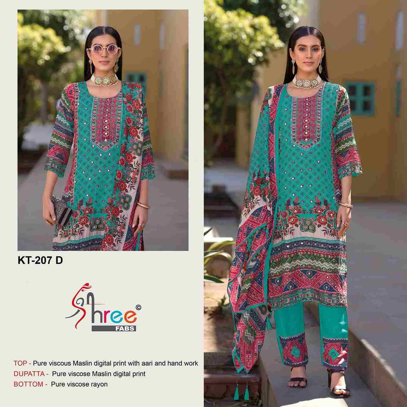 Shree Fabs Hit Design KT-207 Colours By Shree Fabs KT-207-A To KT-207-D Series Designer Pakistani Suits Beautiful Fancy Stylish Colorful Party Wear & Occasional Wear Pure Viscose Muslin Embroidery Dresses At Wholesale Price