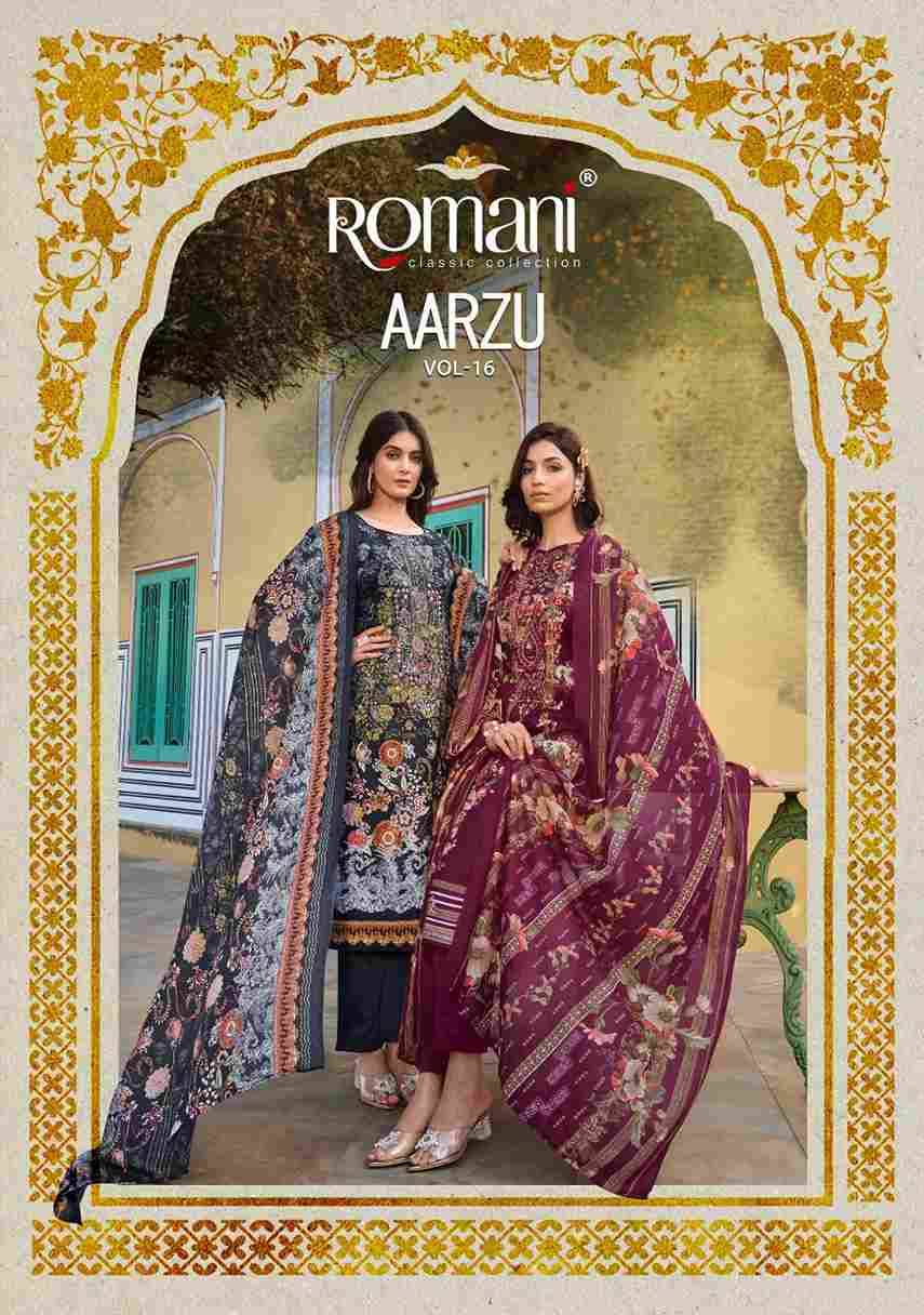 Aarzu Vol-16 By Romani 1100-001 To 1100-008 Series Beautiful Festive Suits Stylish Fancy Colorful Casual Wear & Ethnic Wear Soft Cotton Print Dresses At Wholesale Price