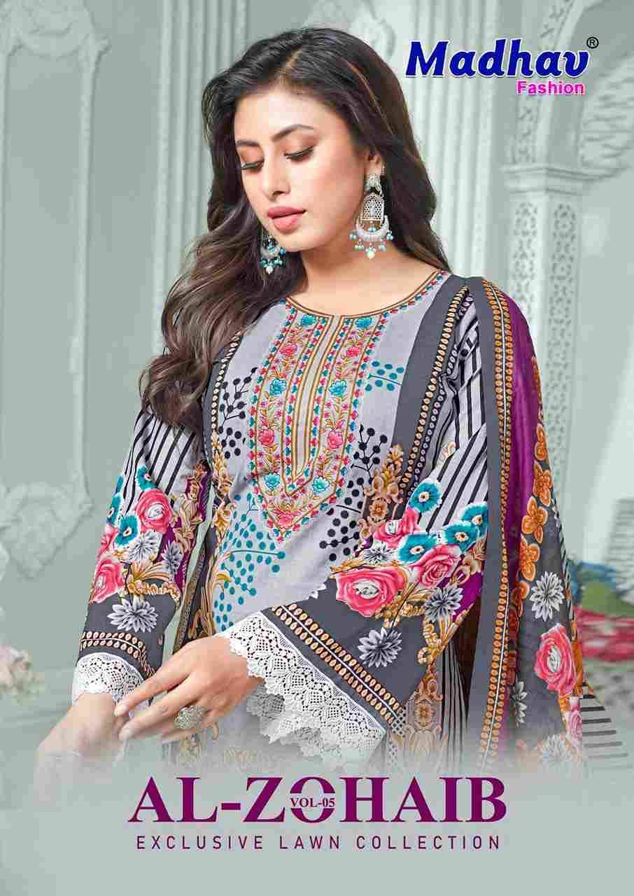 Al-Zohaib Vol-5 By Madhav Fashion 5001 To 5006 Series Beautiful Festive Suits Colorful Stylish Fancy Casual Wear & Ethnic Wear Pure Lawn Cotton Embroidered Dresses At Wholesale Price