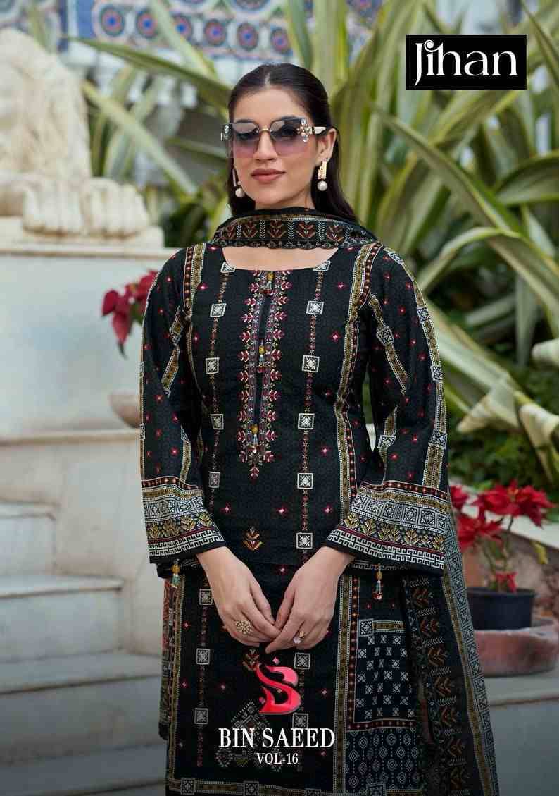 Bin Saeed Vol-16 By Jihan Designer Pakistani Suits Beautiful Fancy Stylish Colorful Party Wear & Occasional Wear Pure Lawn Dresses At Wholesale Price