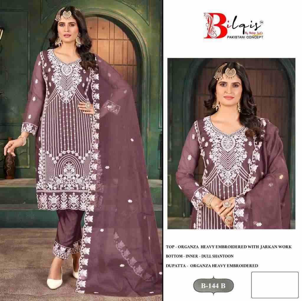 Bilqis 144 Colours By Bilqis 144-A To 144-D Series Beautiful Pakistani Suits Stylish Fancy Colorful Party Wear & Occasional Wear Organza Embroidery Dresses At Wholesale Price