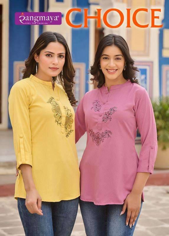 Choice By Rangmaya 101 To 108 Series Designer Stylish Fancy Colorful Beautiful Party Wear & Ethnic Wear Collection Heavy Rayon Tops At Wholesale Price