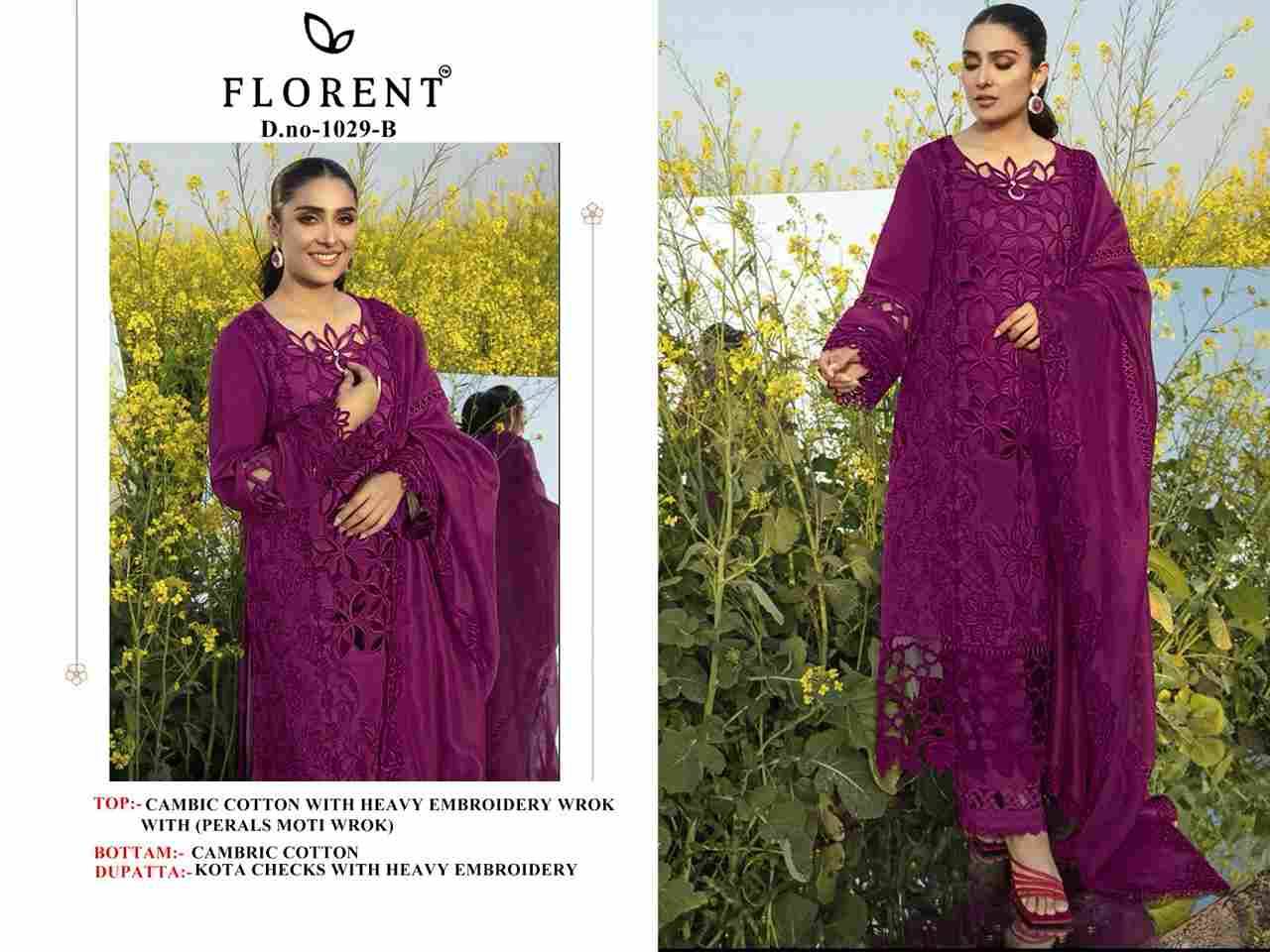 Florent 1029 Colours By Fashid Wholesale 1029-A To 1029-D Series Pakistani Suits Beautiful Fancy Colorful Stylish Party Wear & Occasional Wear Cambric Cotton Embroidery Dresses At Wholesale Price