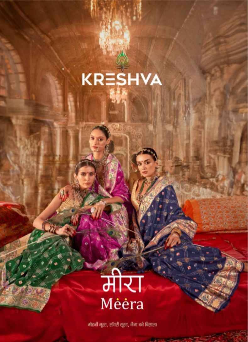 Meera By Kreshva 839 To 844 Series Indian Traditional Wear Collection Beautiful Stylish Fancy Colorful Party Wear & Occasional Wear Silk Sarees At Wholesale Price