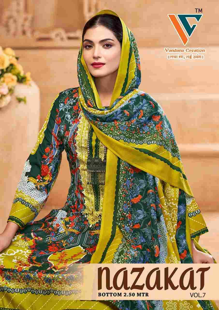 Nazakat Vol-7 By Vandana Creation 7001 To 7008 Series Beautiful Festive Suits Stylish Fancy Colorful Casual Wear & Ethnic Wear Soft Cotton Print Dresses At Wholesale Price