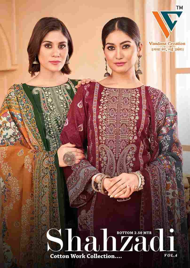 Shahzadi Vol-4 By Vandana Creation 4001 To 4008 Series Beautiful Festive Suits Stylish Fancy Colorful Casual Wear & Ethnic Wear Cotton Print Dresses At Wholesale Price