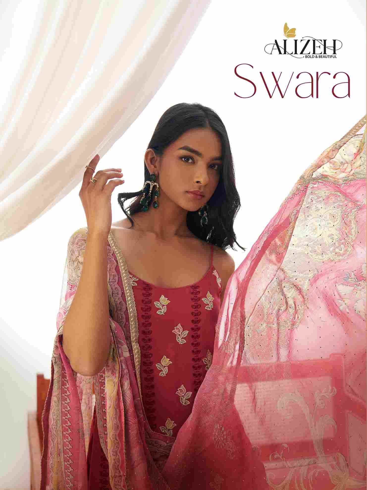 Swara By Alizeh 8001 To 8004 Series Designer Festive Suits Collection Beautiful Stylish Fancy Colorful Party Wear & Occasional Wear Pure Organza Dresses At Wholesale Price