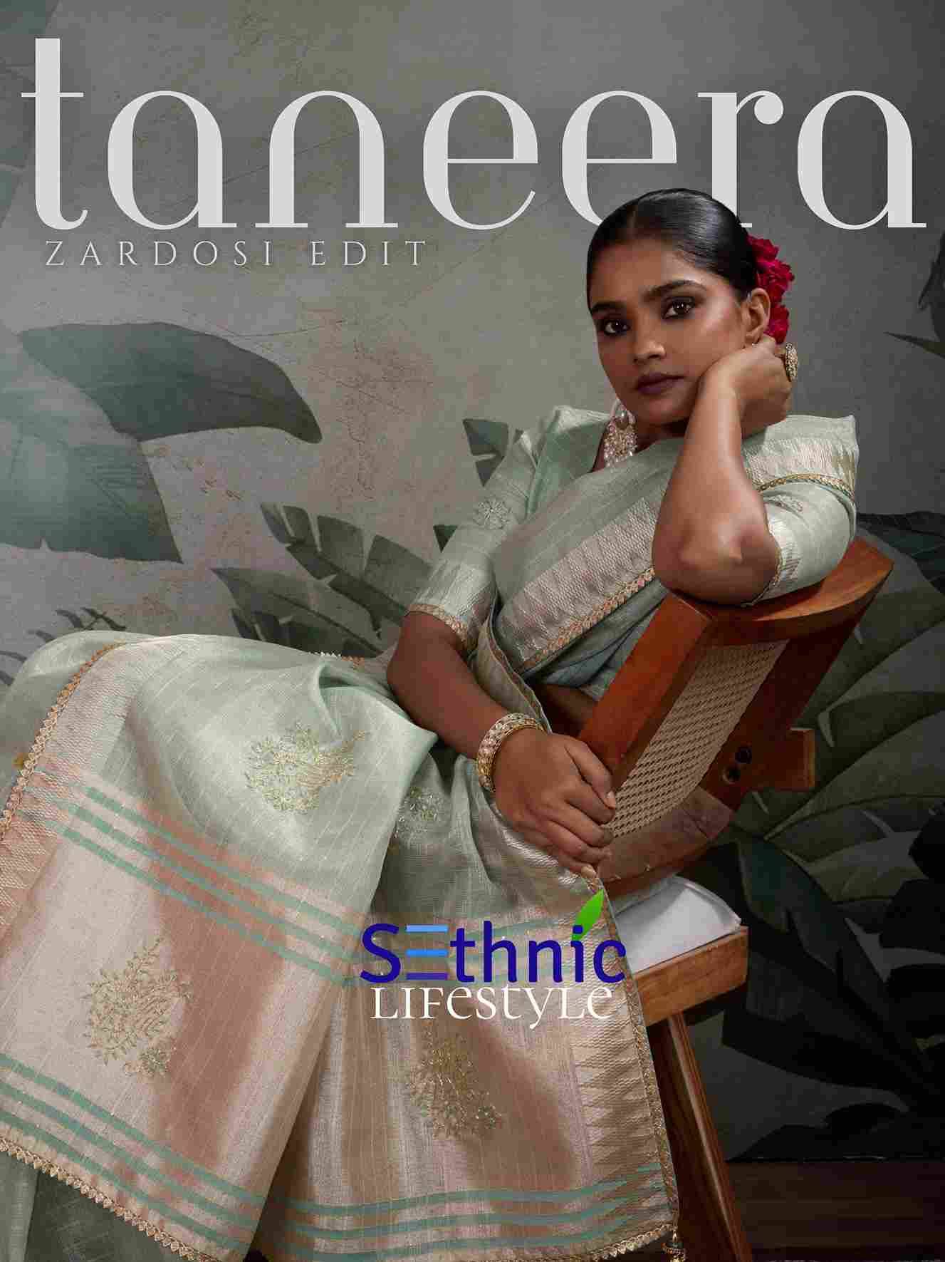 Taneera By Sethnic 85001 To 85004 Series Indian Traditional Wear Collection Beautiful Stylish Fancy Colorful Party Wear & Occasional Wear Linen Tissue Sarees At Wholesale Price