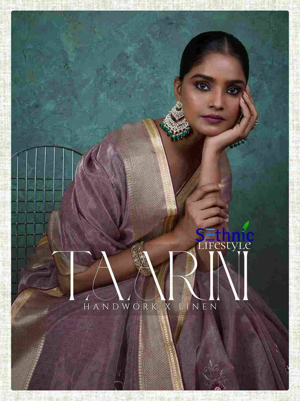 Taarini By Sethnic 84001 To 85004 Series Indian Traditional Wear Collection Beautiful Stylish Fancy Colorful Party Wear & Occasional Wear Linen Tissue Sarees At Wholesale Price