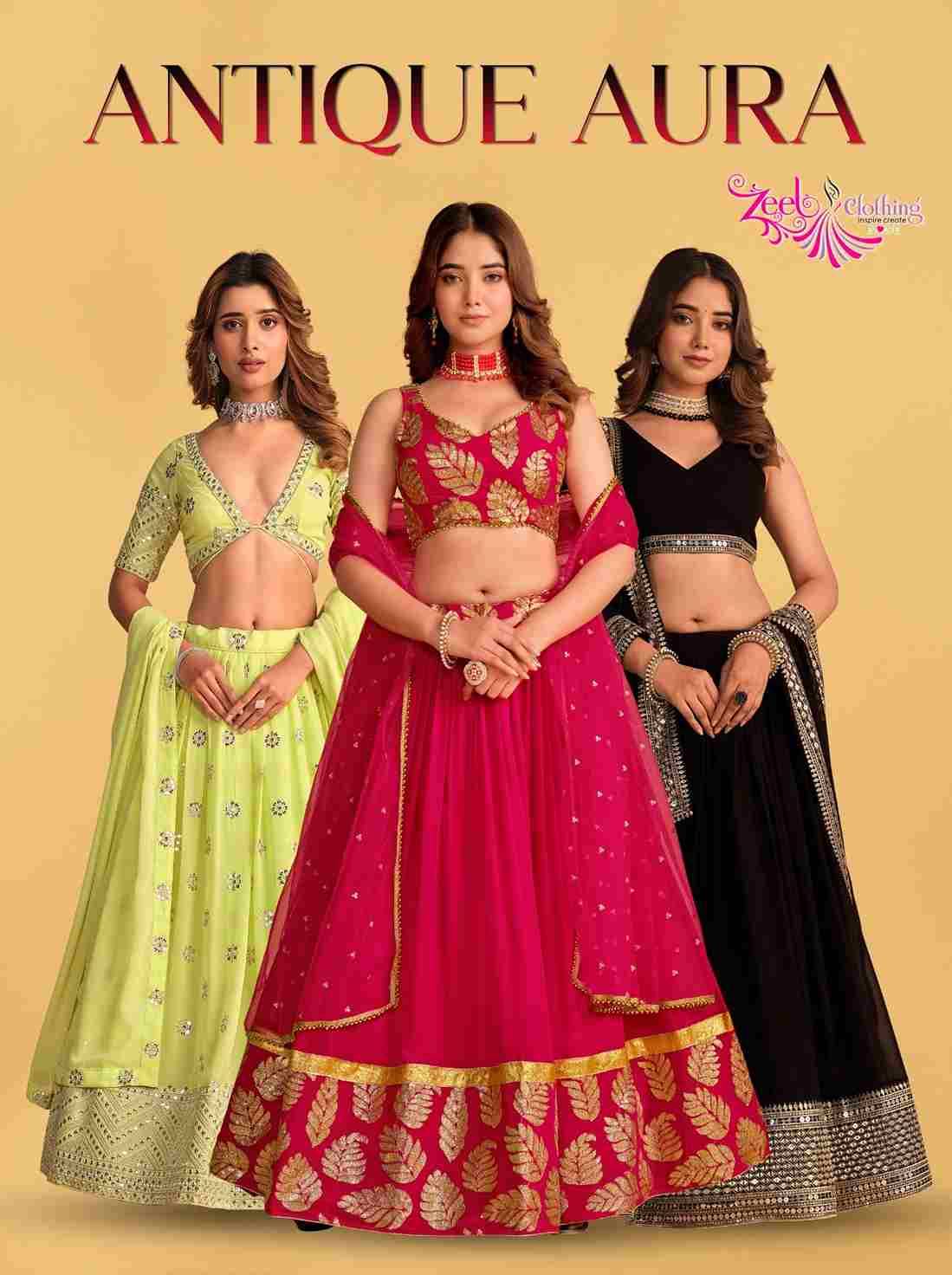 Antique Aura By Zeel Clothing 5059 To 5064 Series Festive Wear Collection Beautiful Stylish Colorful Fancy Party Wear & Occasional Wear Georgette/Organza Net Lehengas At Wholesale Price