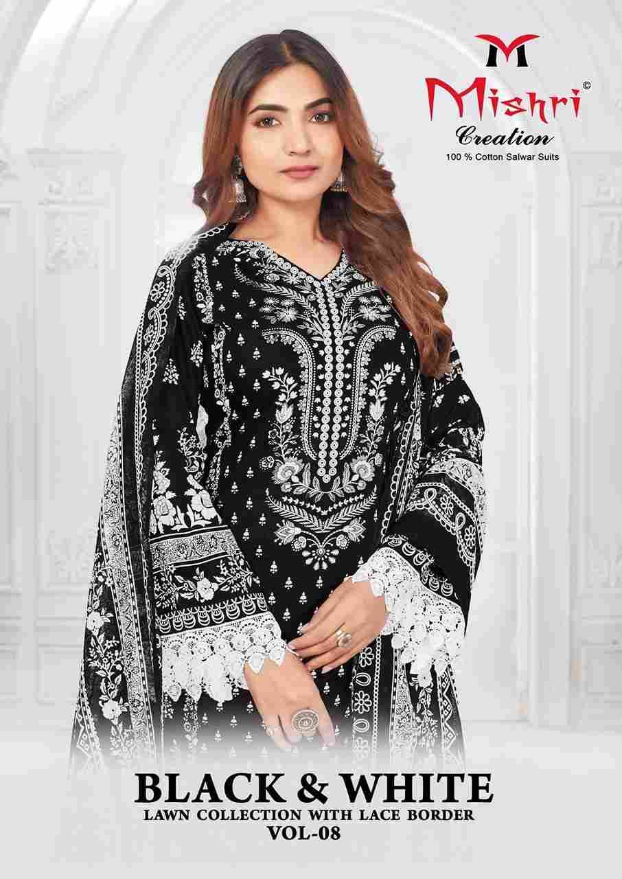 Black And White Vol-8 By Mishri 8001 To 8006 Series Beautiful Stylish Festive Suits Fancy Colorful Casual Wear & Ethnic Wear & Ready To Wear Pure Lawn Cotton Print Dresses At Wholesale Price
