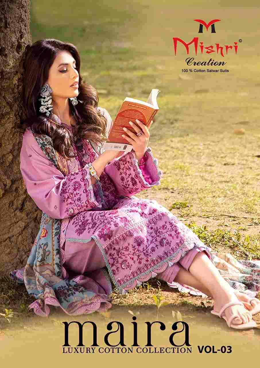 Maira Vol-3 By Mishri 3001 To 3006 Series Beautiful Suits Stylish Colorful Fancy Casual Wear & Ethnic Wear Heavy Cotton Print Dresses At Wholesale Price