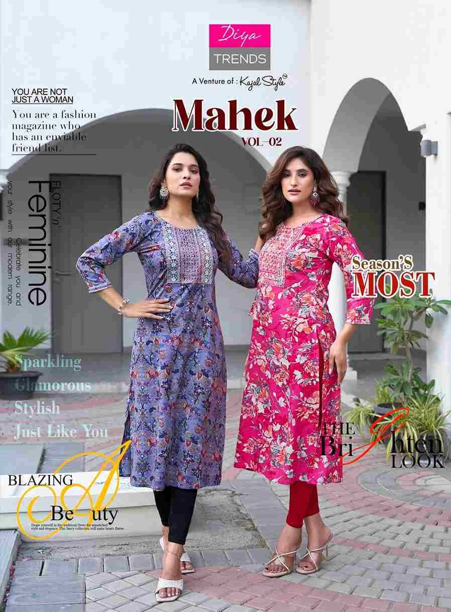Mahek Vol-2 By Diya Trends 2001 To 2008 Series Designer Stylish Fancy Colorful Beautiful Party Wear & Ethnic Wear Collection Rayon Print Kurtis At Wholesale Price