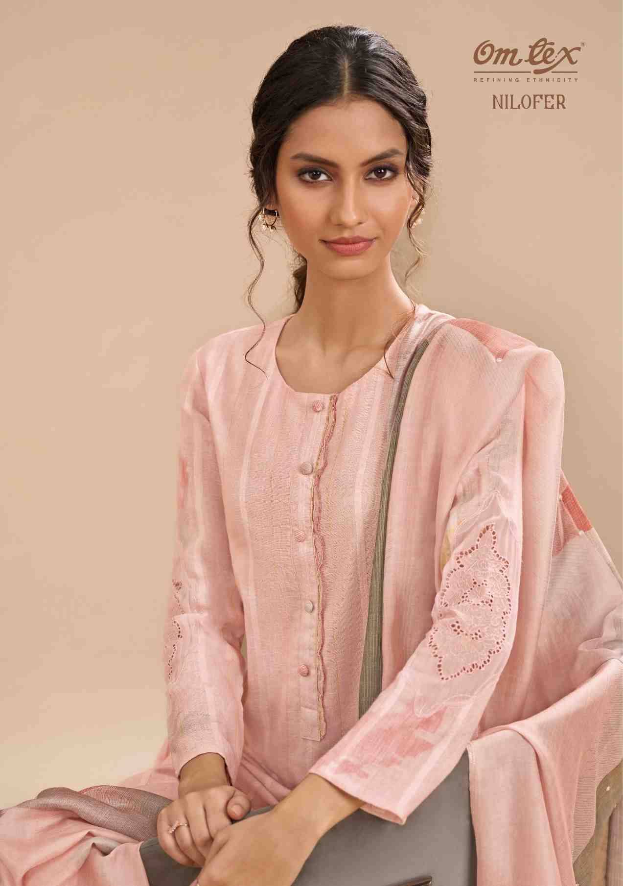 Nilofer By Om Tex 7561-A To 7561-C Series Beautiful Suits Stylish Fancy Colorful Party Wear & Ethnic Wear Linen Dresses At Wholesale Price