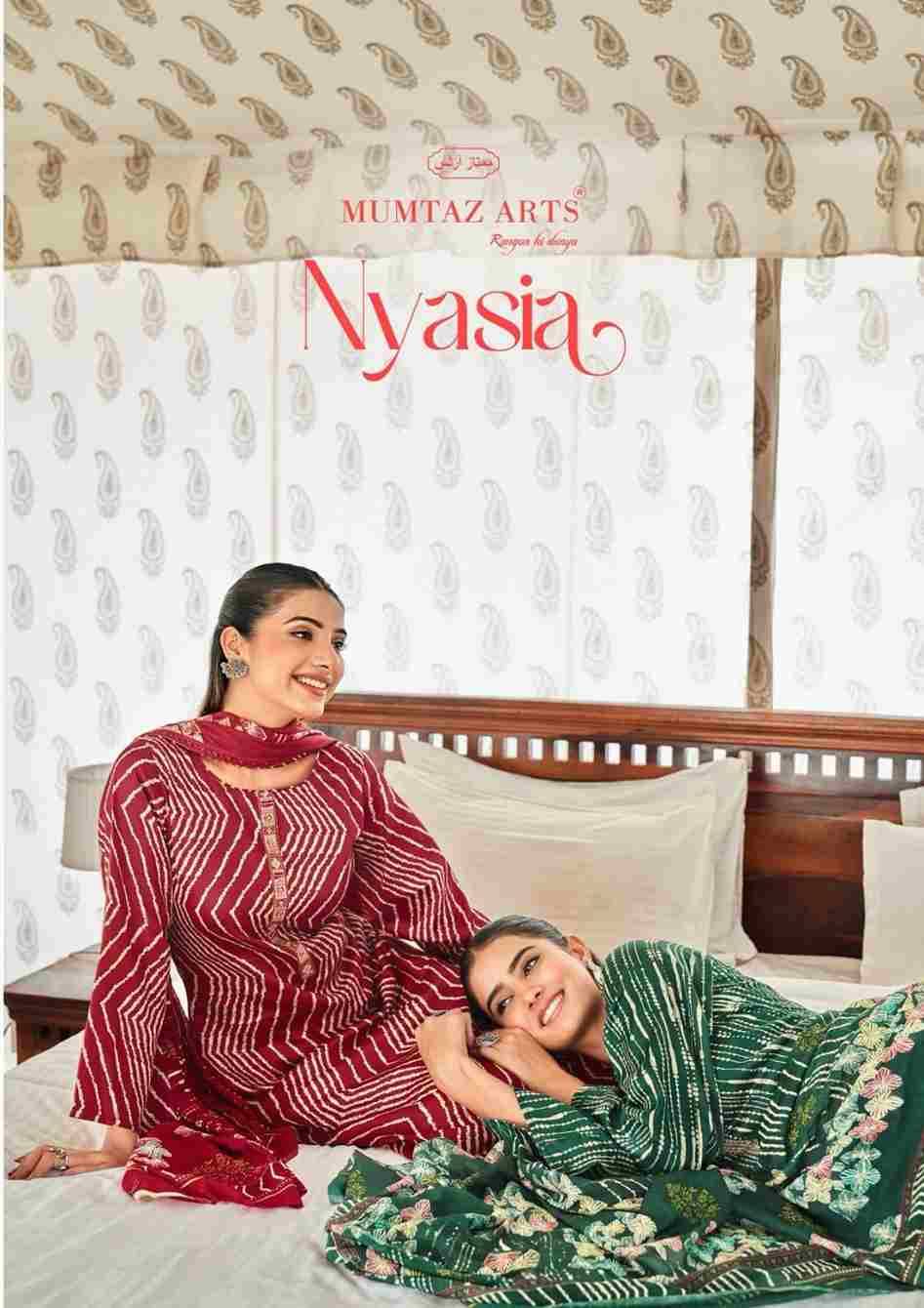 Nyasia By Mumtaz Arts 1201 To 1205 Series Designer Festive Suits Collection Beautiful Stylish Fancy Colorful Party Wear & Occasional Wear Pure Jam Satin Dresses At Wholesale Price