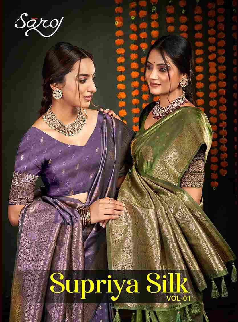 Supriya Silk Vol-1 By Saroj 1001 To 1004 Series Indian Traditional Wear Collection Beautiful Stylish Fancy Colorful Party Wear & Occasional Wear Silk Sarees At Wholesale Price
