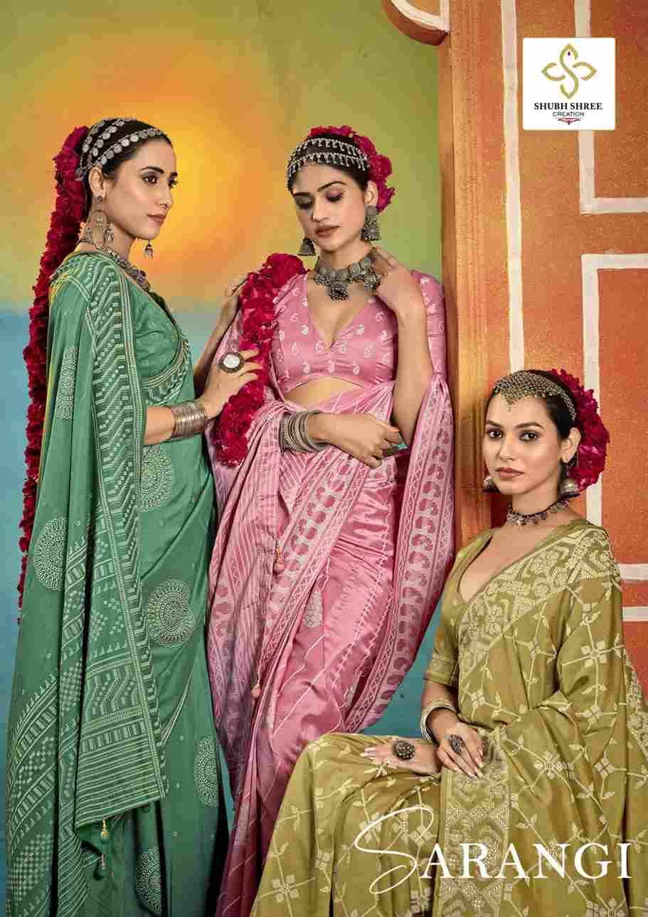 Sarangi By Shubh Saree 1001 To 1012 Series Indian Traditional Wear Collection Beautiful Stylish Fancy Colorful Party Wear & Occasional Wear Velvet Tussar Silk Sarees At Wholesale Price
