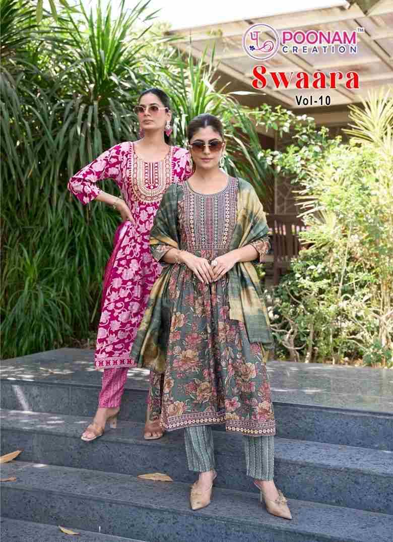 Swaara Vol-10 By Poonam Creation 10001 To 10008 Series Designer Festive Suits Beautiful Stylish Fancy Colorful Party Wear & Occasional Wear Heavy Capsule Dresses At Wholesale Price