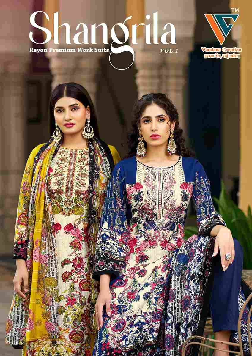 Shangrila Vol-1 By Vandana Creation 1001 To 1008 Series Beautiful Festive Suits Stylish Fancy Colorful Casual Wear & Ethnic Wear Rayon Print Dresses At Wholesale Price