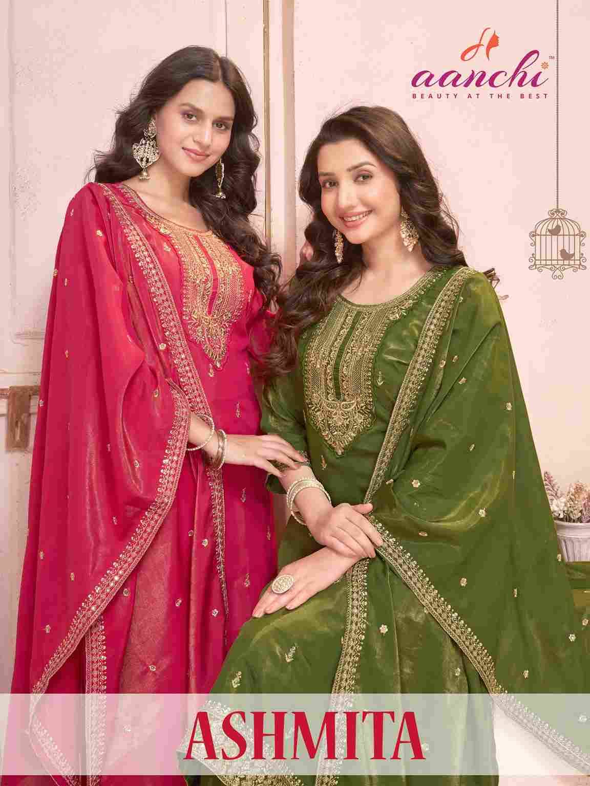 Ashmita By Aanchi 1001 To 1004 Series Beautiful Festive Suits Colorful Stylish Fancy Casual Wear & Ethnic Wear Roman Shimmer Dresses At Wholesale Price