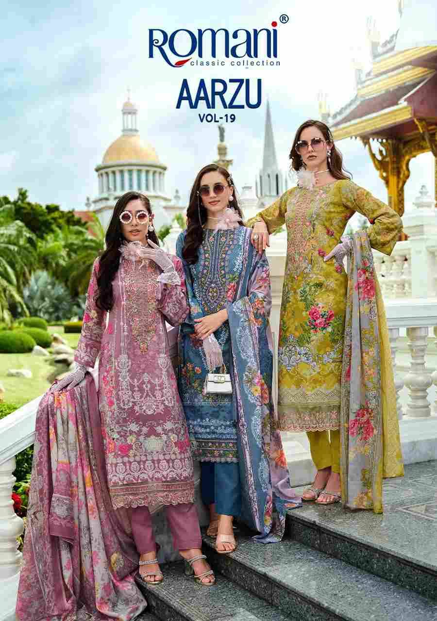 Aarzu Vol-19 By Romani 1107-001 To 1107-008 Series Beautiful Festive Suits Stylish Fancy Colorful Casual Wear & Ethnic Wear Soft Cotton Print Dresses At Wholesale Price