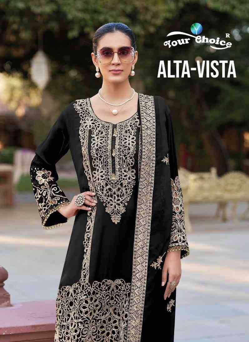 Alta-Vista By Your Choice 1001 To 1002 Series Designer Festive Suits Collection Beautiful Stylish Fancy Colorful Party Wear & Occasional Wear Chinnon Dresses At Wholesale Price