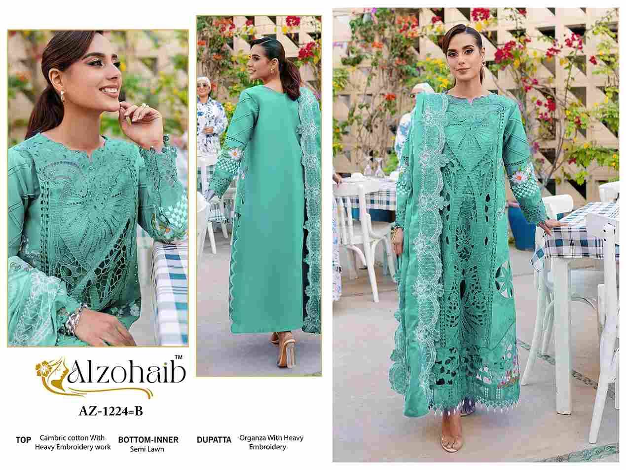 Alzohaib-1222 Colours By Alzohaib 1222-A To 1222-B Series Beautiful Pakistani Suits Stylish Fancy Colorful Party Wear & Occasional Wear Cambric Cotton Print Dresses At Wholesale Price