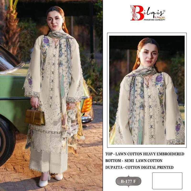 Bilqis 177 Colours Vol-2 By Bilqis 177-E To 177-H Series Beautiful Pakistani Suits Stylish Fancy Colorful Party Wear & Occasional Wear Cotton Lawn Embroidery Dresses At Wholesale Price