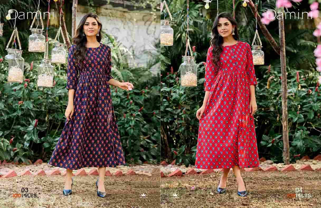 Damini By 100 Miles 01 To 06 Series Designer Stylish Fancy Colorful Beautiful Party Wear & Ethnic Wear Collection Cotton Print Kurtis At Wholesale Price