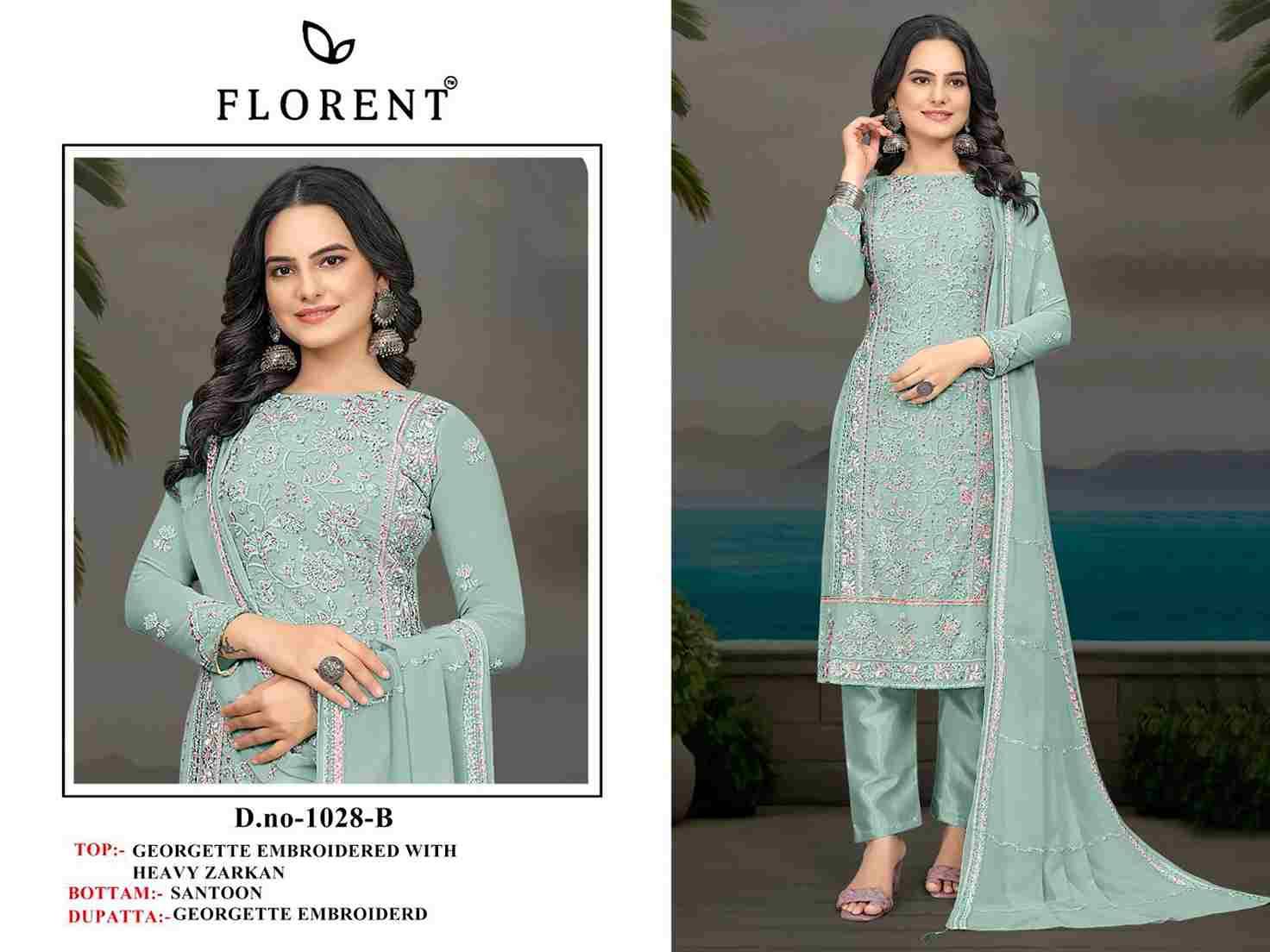 Florent 1028 Colours By Fashid Wholesale 1028-A To 1028-D Series Pakistani Suits Beautiful Fancy Colorful Stylish Party Wear & Occasional Wear Georgette Embroidery Dresses At Wholesale Price
