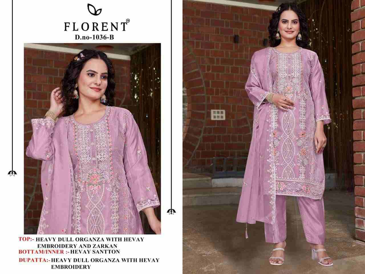 Florent 1036 Colours By Fashid Wholesale 1036-A To 1036-D Series Beautiful Pakistani Suits Stylish Fancy Colorful Party Wear & Occasional Wear Dull Organza Dresses At Wholesale Price