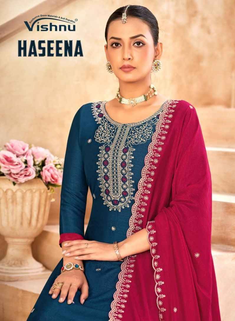 Haseena By Vishnu 23001 To 23012 Series Beautiful Stylish Festive Suits Fancy Colorful Casual Wear & Ethnic Wear & Ready To Wear Vichitra Silk Dresses At Wholesale Price