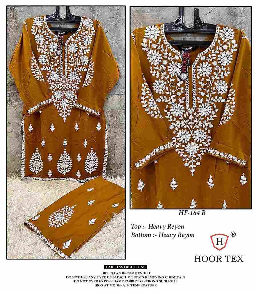 Hoor Tex Hit Design HF-184 Colours By Hoor Tex HF-184-A To HF-184-D Series Designer Festive Pakistani Suits Collection Beautiful Stylish Fancy Colorful Party Wear & Occasional Wear Heavy Rayon Embroidered Dresses At Wholesale Price
