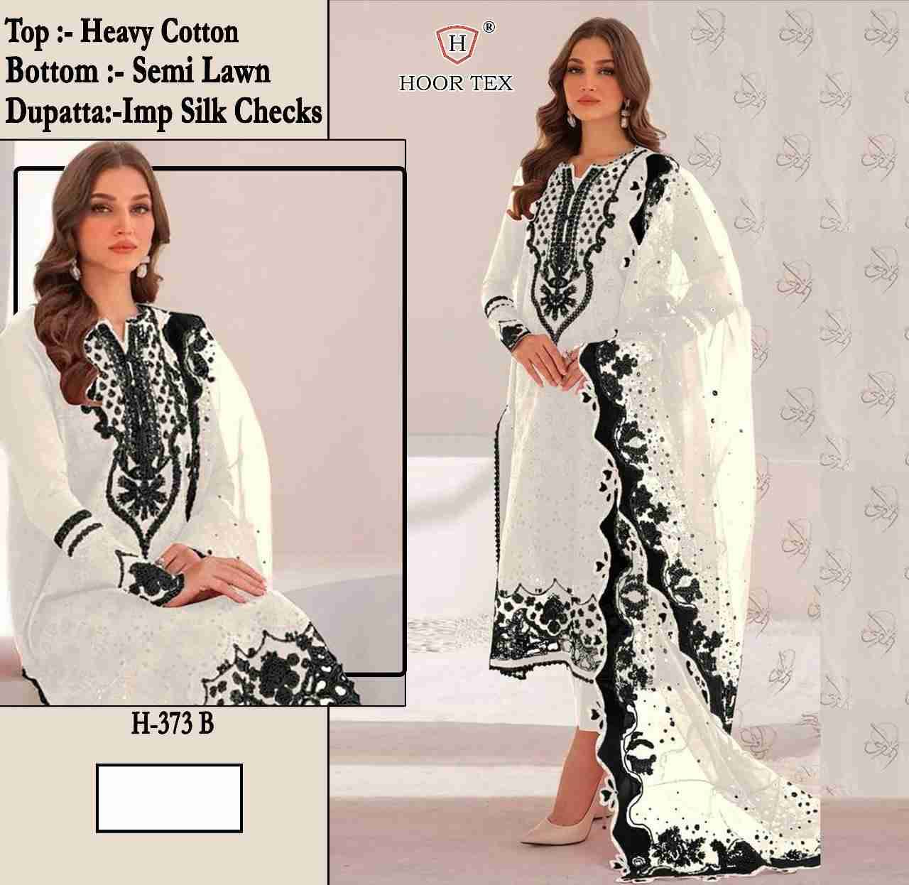Hoor Tex Hit Design H-373 Colours By Hoor Tex H-373-A To H-373-C Series Designer Festive Pakistani Suits Collection Beautiful Stylish Fancy Colorful Party Wear & Occasional Wear Heavy Cotton With Embroidered Dresses At Wholesale Price