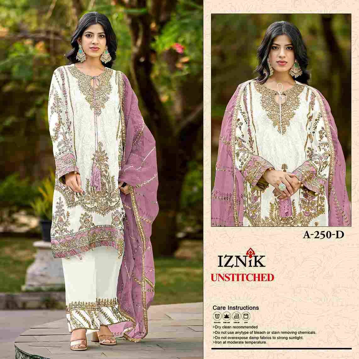 Iznik 250 Colours By Iznik Fab 250-C To 250-F Series Designer Pakistani Suits Beautiful Stylish Fancy Colorful Party Wear & Occasional Wear Cambric With Embroidery Dresses At Wholesale Price