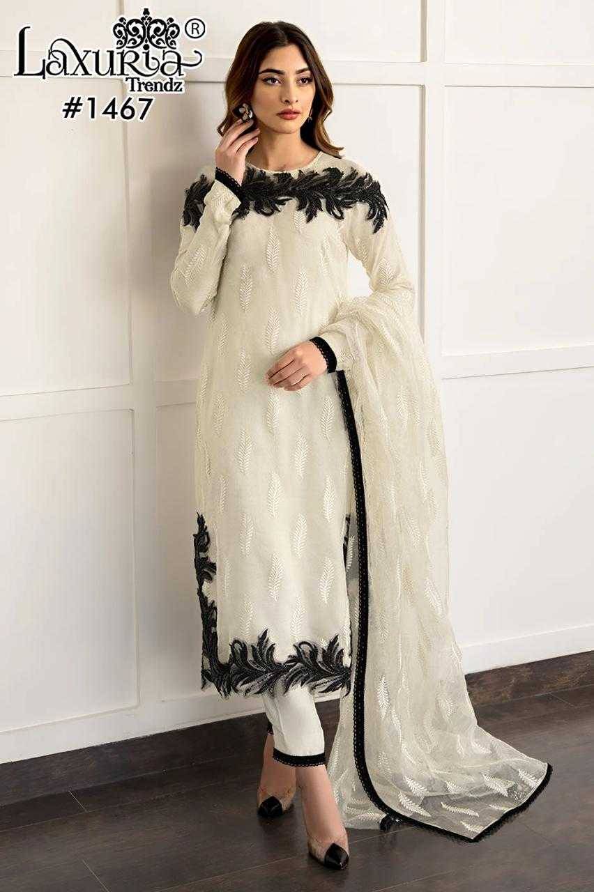 Luxuria Trendz Hit Design 1467 By Luxuria Beautiful Pakistani Suits Stylish Fancy Colorful Party Wear & Occasional Wear Faux Georgette Embroidered Dresses At Wholesale Price