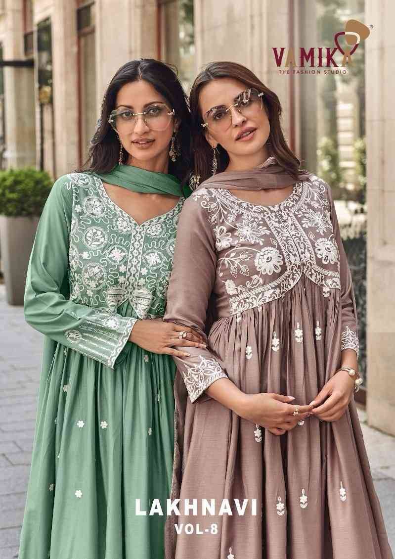 Lakhnavi Vol-8 By Vamika 1043 To 1048 Series Beautiful Stylish Sharara Suits Fancy Colorful Casual Wear & Ethnic Wear & Ready To Wear Pure Rayon Printed Dresses At Wholesale Price