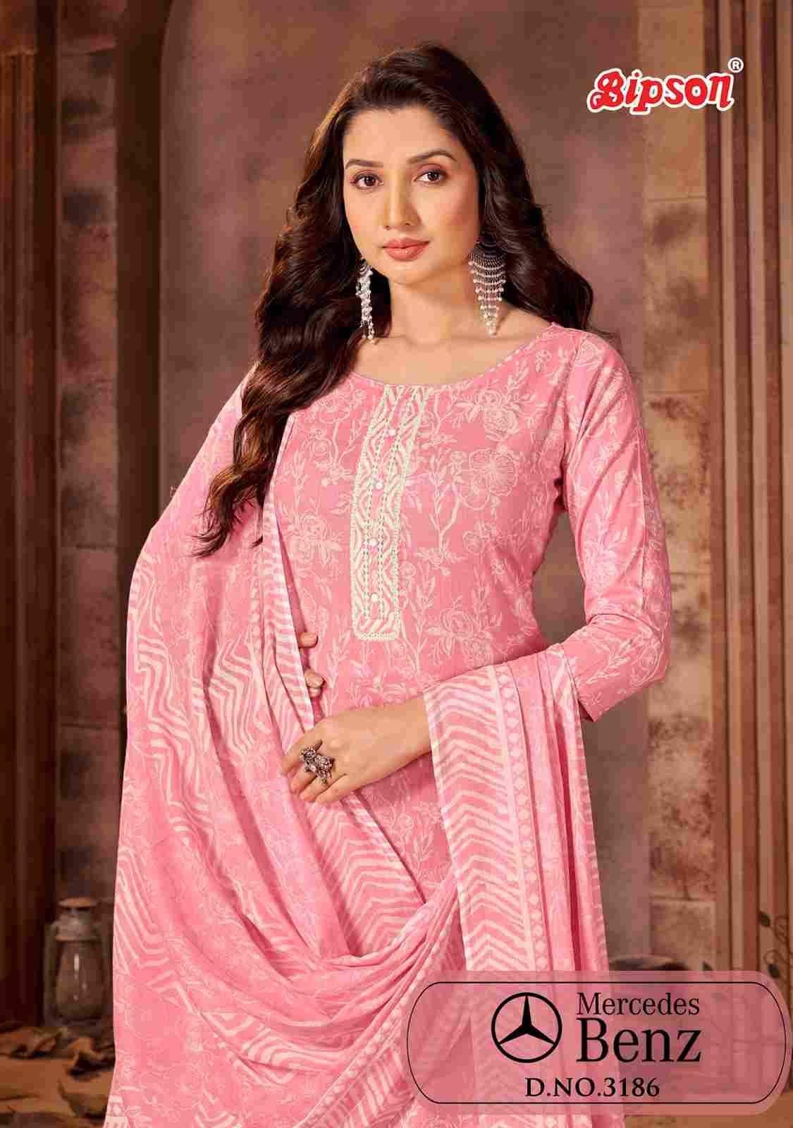 Mercedes Benz-3186 By Bipson 3186-A To 3186-D Series Beautiful Stylish Festive Suits Fancy Colorful Casual Wear & Ethnic Wear & Ready To Wear Pure Cambric Print With Embroidered Dresses At Wholesale Price