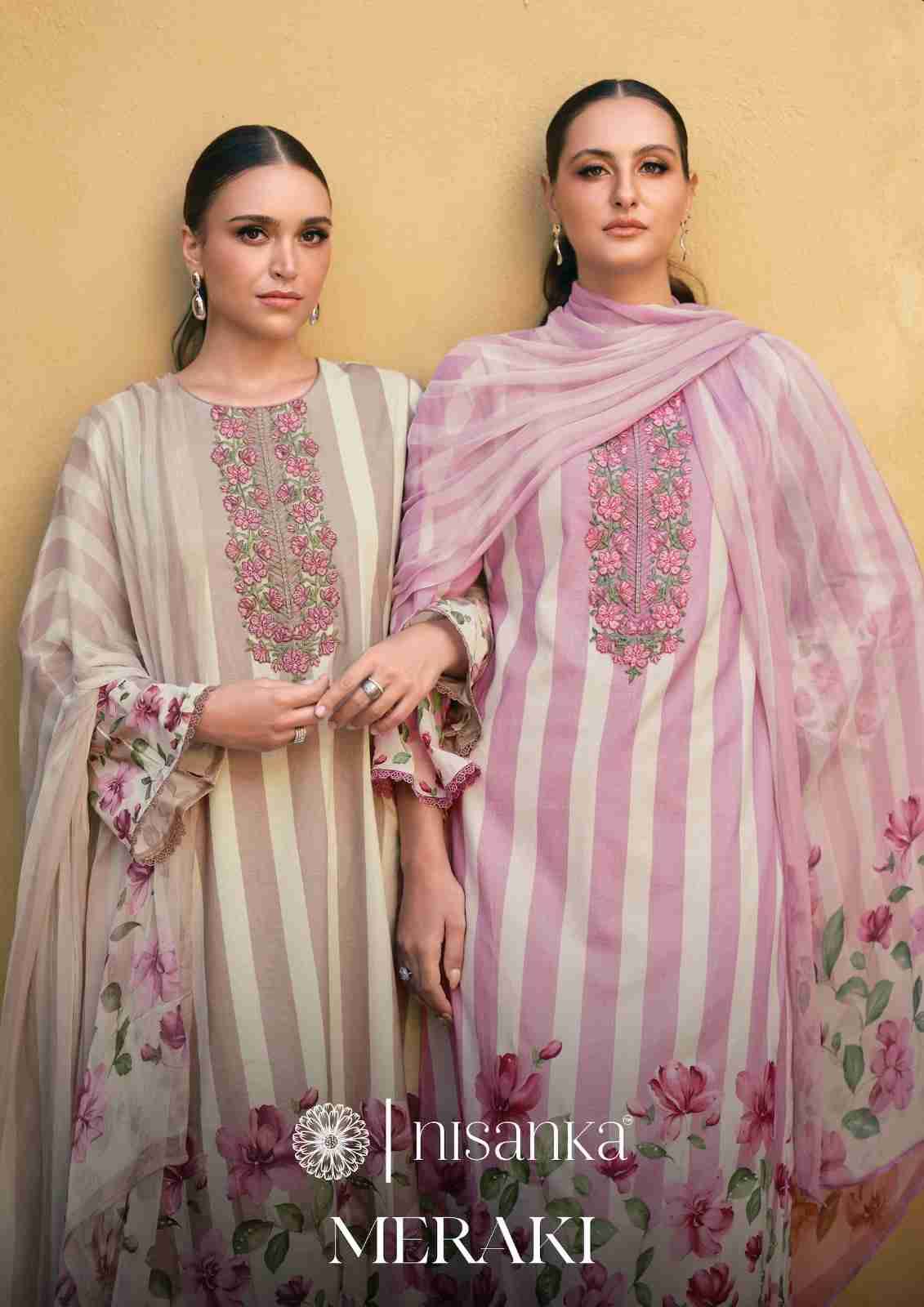 Meraki By Nisanka 01 To 06 Series Beautiful Festive Suits Colorful Stylish Fancy Casual Wear & Ethnic Wear Pure Jam Satin Dresses At Wholesale Price