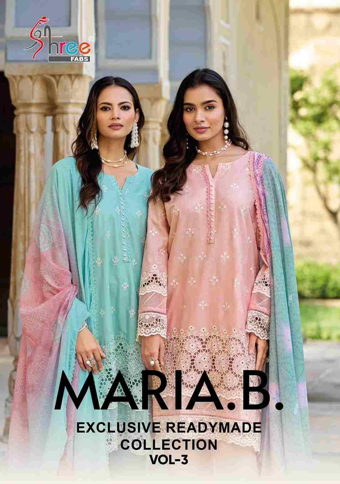 Maria.B. Exclusive Readymade Collection Vol-3 By Shree Fabs 3001 To 3004 Series Beautiful Pakistani Suits Stylish Fancy Colorful Party Wear & Occasional Wear Cambric Lawn Cotton Embroidered Dresses At Wholesale Price
