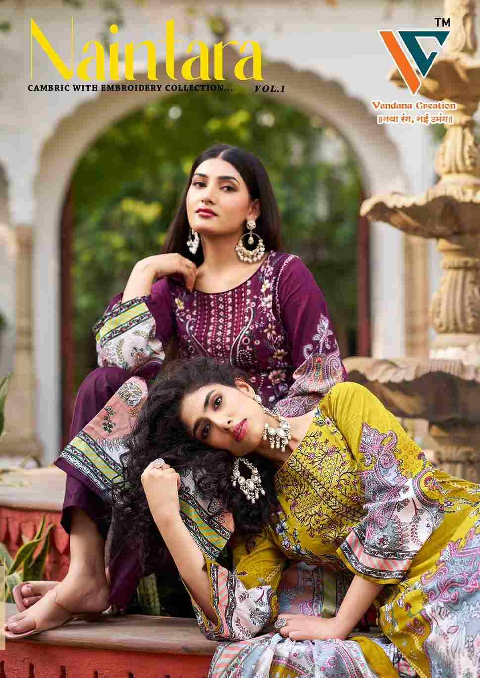 Naintara Vol-1 By Vandana Creation 1001 To 1008 Series Beautiful Festive Suits Stylish Fancy Colorful Casual Wear & Ethnic Wear Cambric Cotton Print Dresses At Wholesale Price