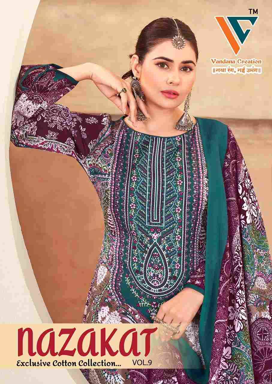 Nazakat Vol-9 By Vandana Creation 9001 To 9008 Series Beautiful Festive Suits Stylish Fancy Colorful Casual Wear & Ethnic Wear Soft Cotton Print Dresses At Wholesale Price