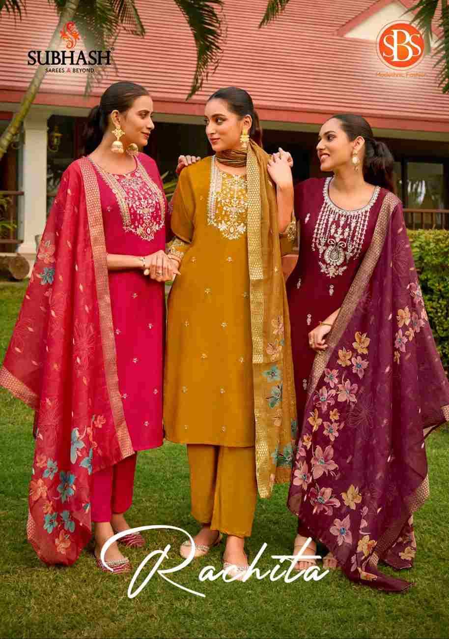 Ruchita By SBS 6106 To 6109 Series Beautiful Festive Suits Colorful Stylish Fancy Casual Wear & Ethnic Wear Chinnon Silk Dresses At Wholesale Price