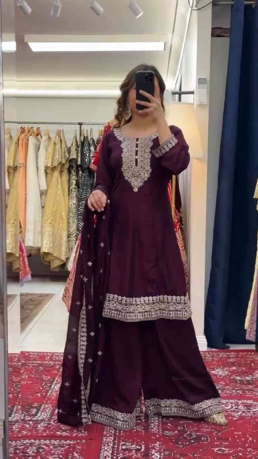 R-5887 By Fashid Wholesale Suits Collection Beautiful Stylish Fancy Colorful Party Wear & Occasional Wear Chinnon Silk Dresses At Wholesale Price