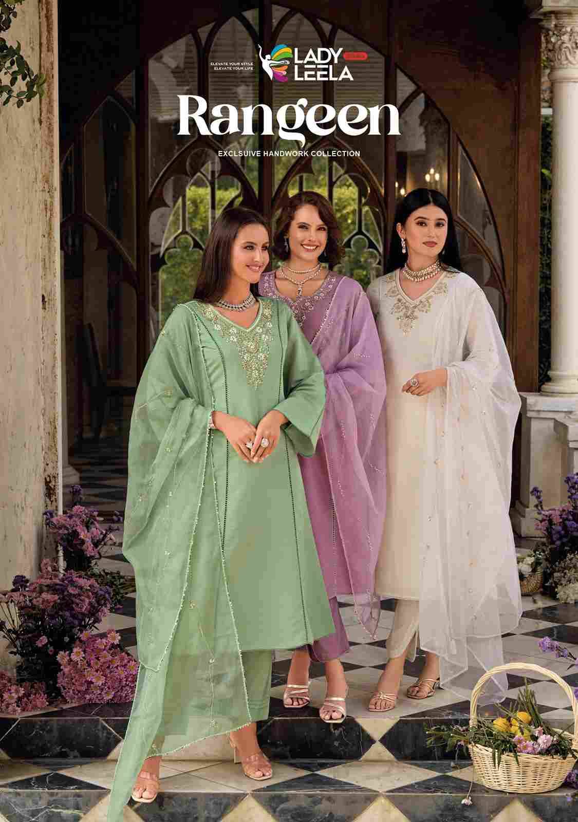 Rangeen By Lady Leela 31051 To 31054 Series Beautiful Festive Suits Colorful Stylish Fancy Casual Wear & Ethnic Wear Pure Viscose Silk With Work Dresses At Wholesale Price