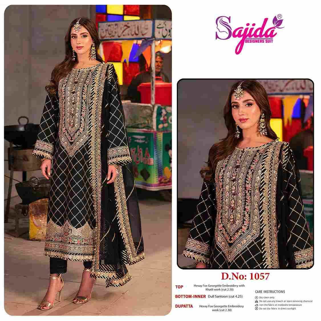 Sajida Hit Design 1057 By Sajida Designer Suits Beautiful Pakistani Suits Colorful Stylish Fancy Casual Wear & Ethnic Wear Heavy Faux Georgette Embroidered Dresses At Wholesale Price