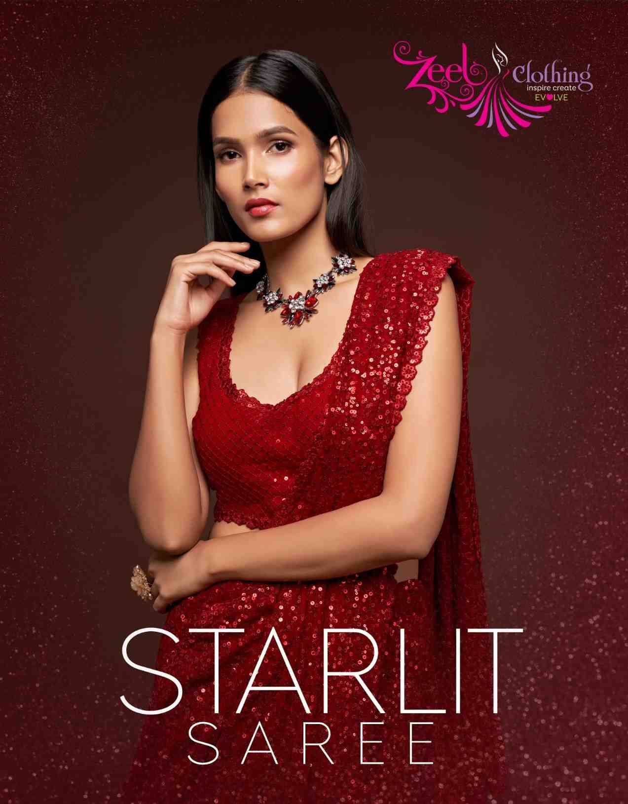 Starlit By Zeel Clothing 1001 To 1012 Series Indian Traditional Wear Collection Beautiful Stylish Fancy Colorful Party Wear & Occasional Wear Georgette Sarees At Wholesale Price