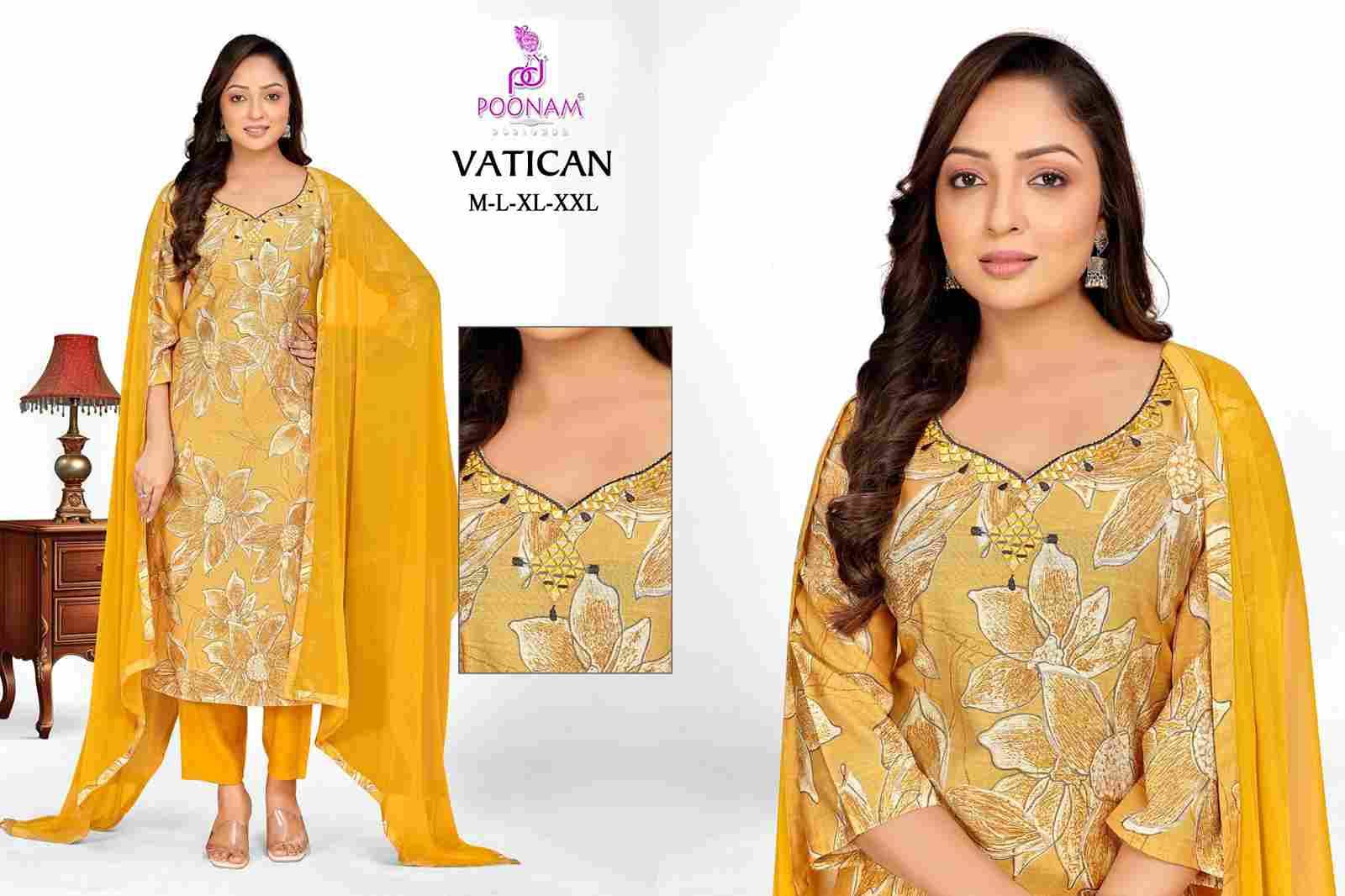 Vatican By Poonam Designer 1001 To 1005 Series Beautiful Festive Suits Colorful Stylish Fancy Casual Wear & Ethnic Wear Soft Vatican Dresses At Wholesale Price