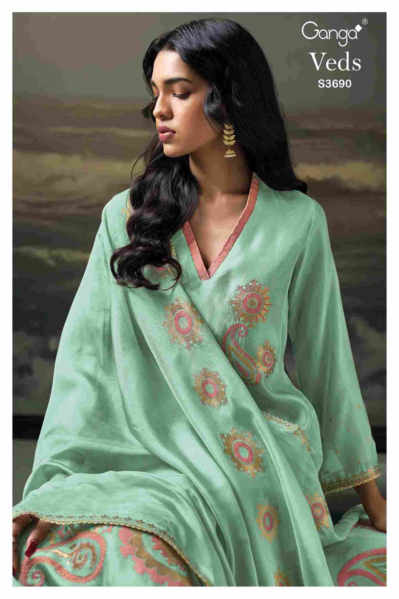 Veds-3690 By Ganga Fashion Beautiful Festive Suits Colorful Stylish Fancy Casual Wear & Ethnic Wear Pure Viscose Silk Jacquard Dresses At Wholesale Price
