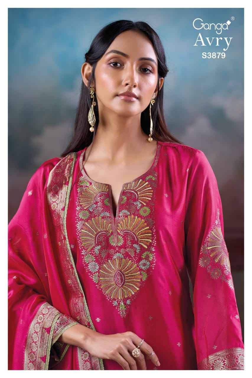 Avry-3879 By Ganga Fashion Beautiful Festive Suits Colorful Stylish Fancy Casual Wear & Ethnic Wear Pure Viscose Silk Jacquard Dresses At Wholesale Price